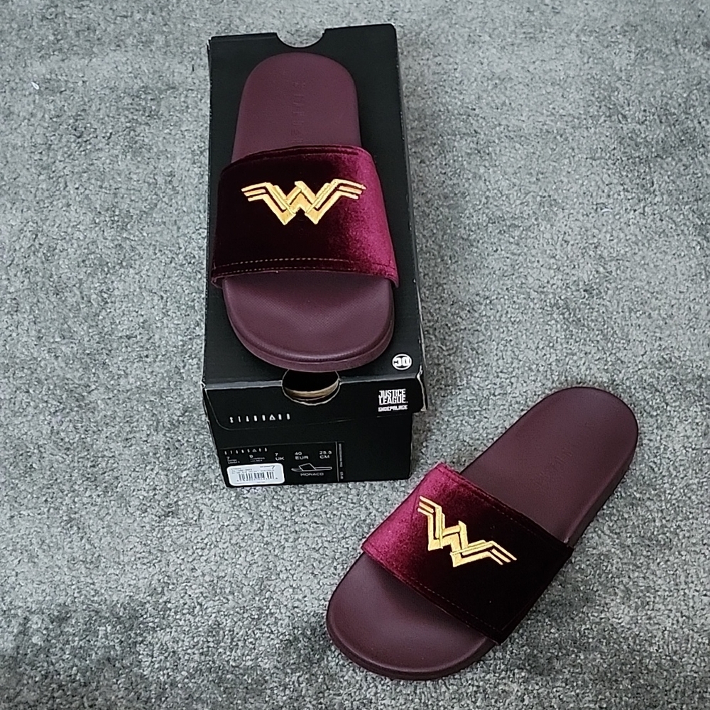 Burgundy Slide Sandals